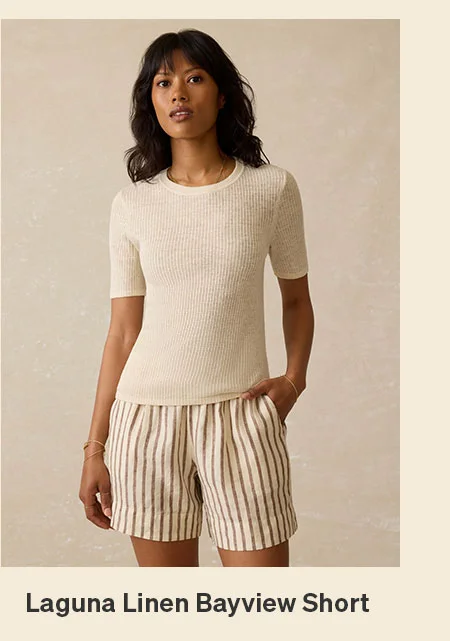 Laguna Linen Bayview Short - Cocoa Grove Stripe
