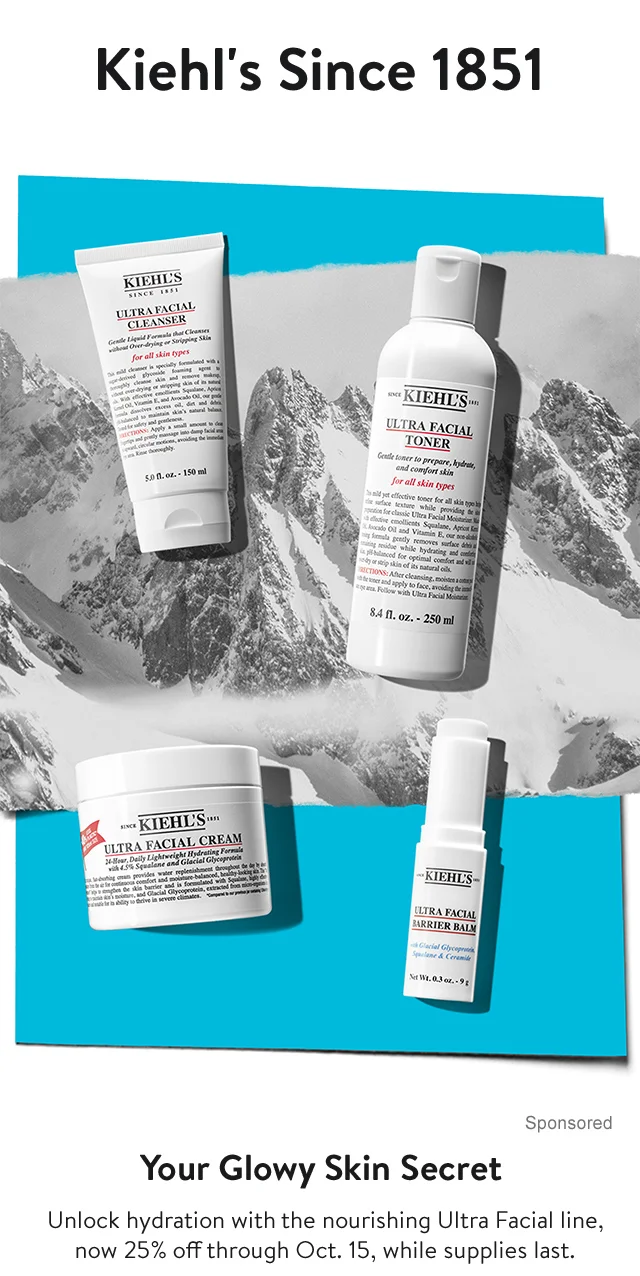 Four Kiehl's skin care products.