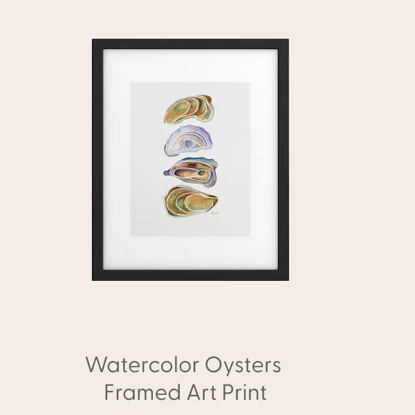 Watercolor Oysters Framed Art Print