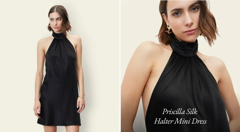 Priscilla Silk Halter Mini Dress