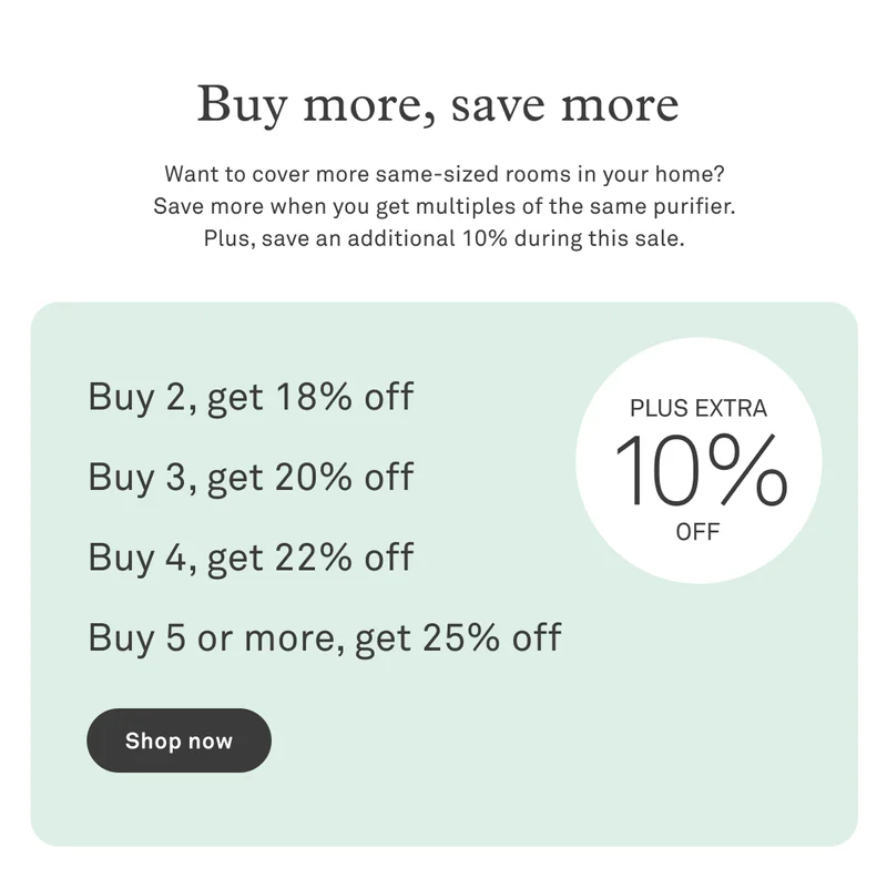 Buy more, save more.