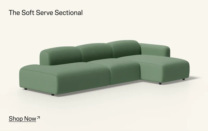 The Soft Serve Sectional, shown in Kvadrat Hero (Kiwi).