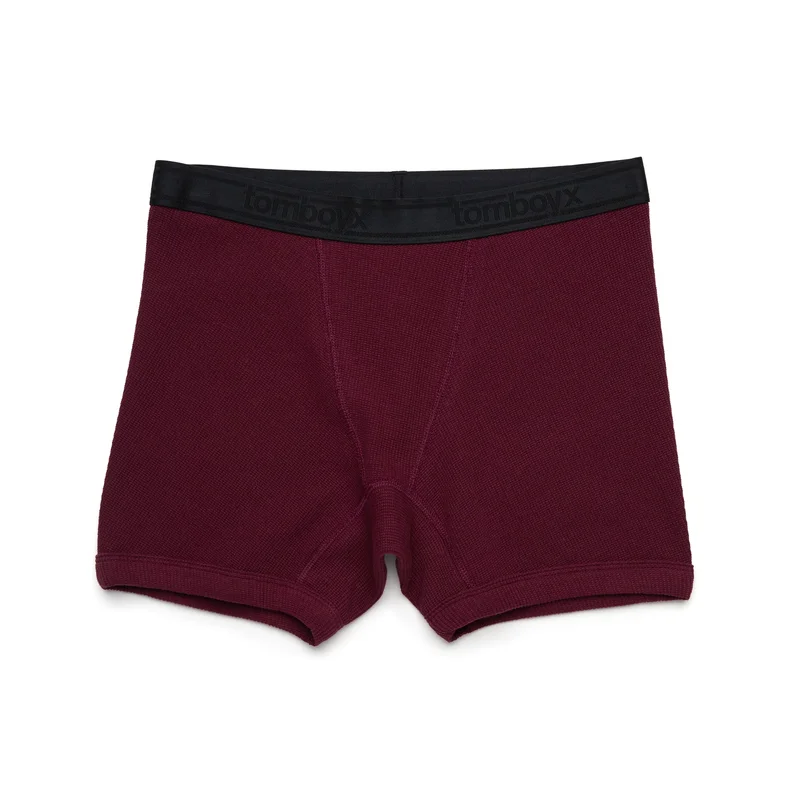 Image of Organic Cotton Waffle 4.5" Trunks - Black Cherry