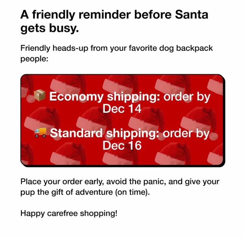 A friendly reminder before Santa gets busy.