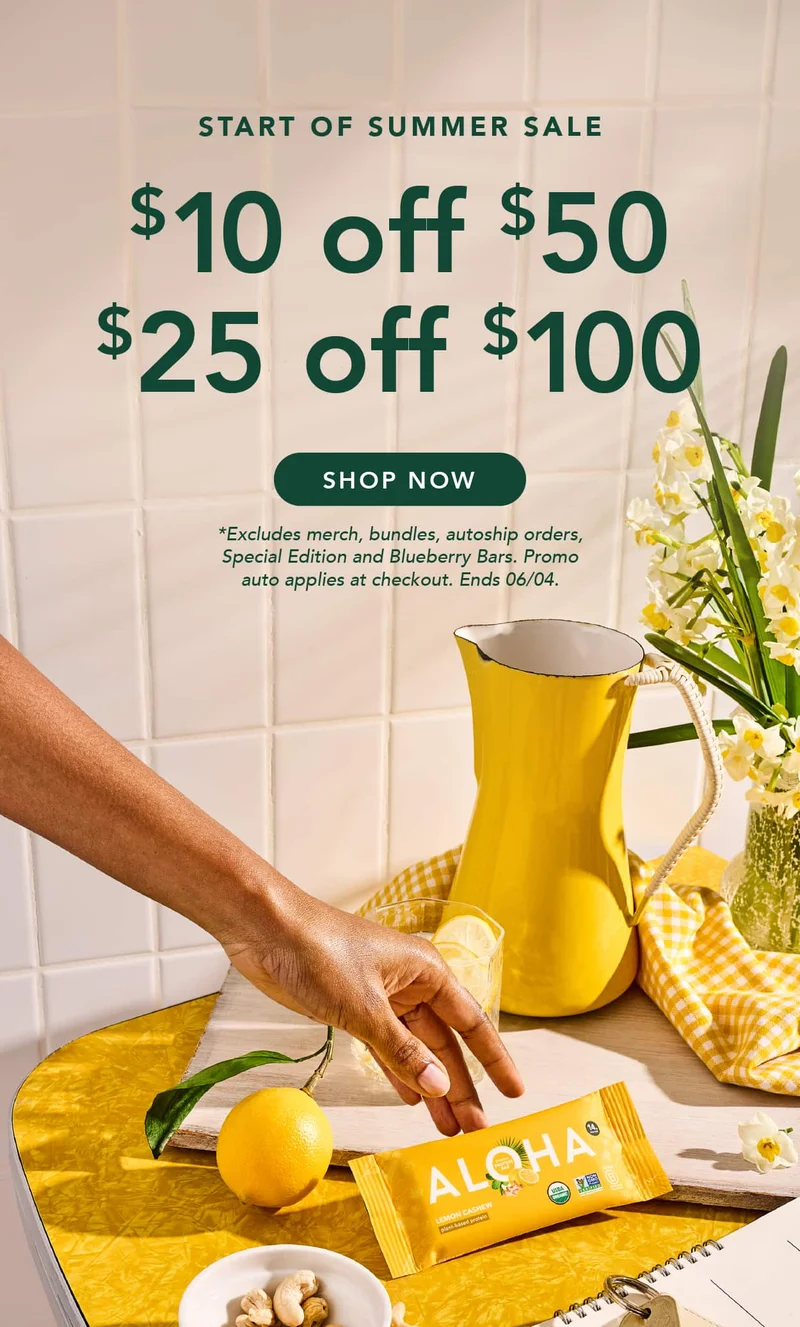 Start of Summer Sale: $10 off $50, $25 off $100