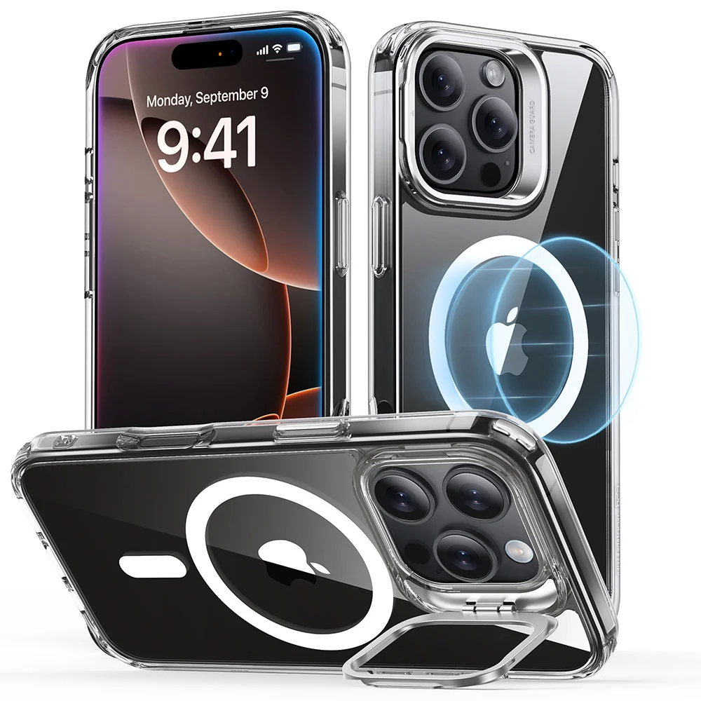 Image of iPhone 16 Pro Max Classic Hybrid Case with Stash Stand (HaloLock)