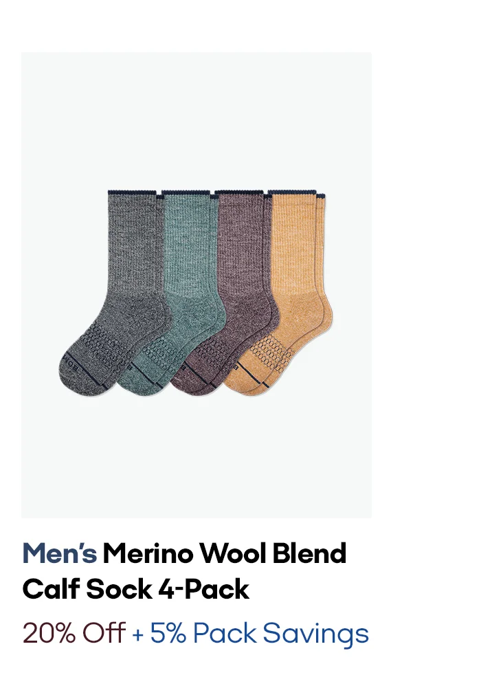 Men's Merino Wool Blend Calf Sock 4-Pack