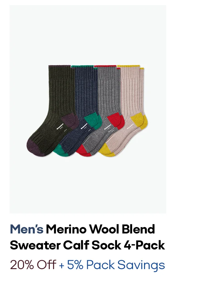 Men's Merino Wool Blend Sweater Calf Sock 4-Pack