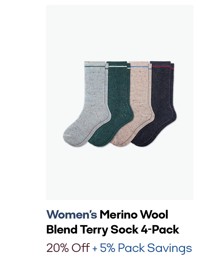Women's Merino Wool Blend Terry Sock 4-Pack