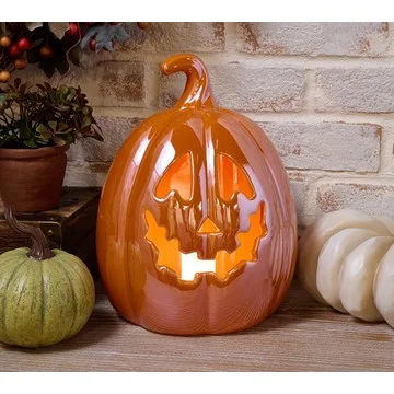 12" Illuminated Ceramic Jack-O- Lantern by Valerie