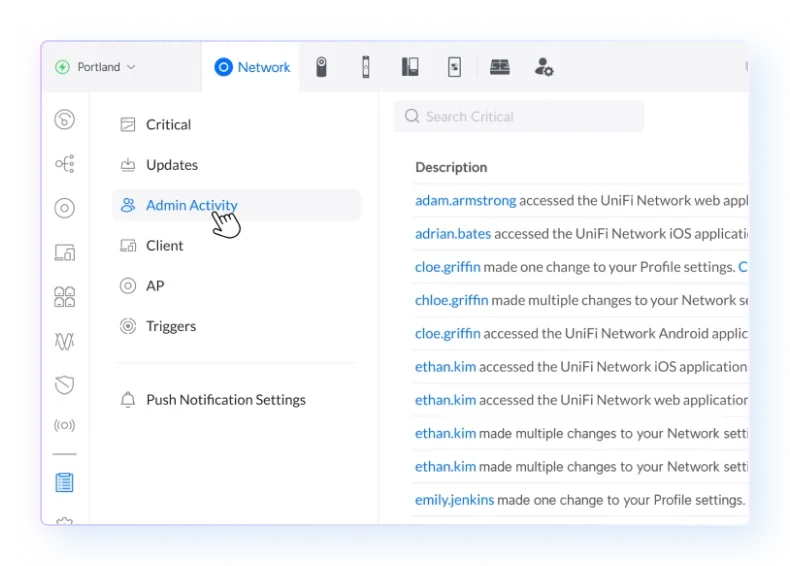 Admin Settings Change Logs