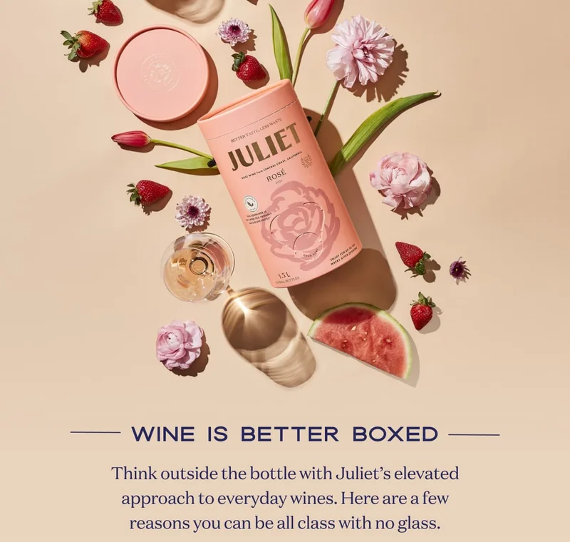 Wine is Better Boxed | Think outside the bottle with Juliet’s elevated approach to everyday wines. Here are a few reasons you can be all class with no glass.