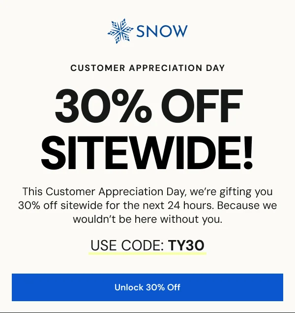 30% Off Sitewide for Customer Appreciation Day. Use code THANKYOU30 [Unlock 30% Off]