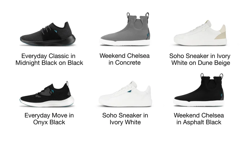 Product grid of Vessi shoes on sale.