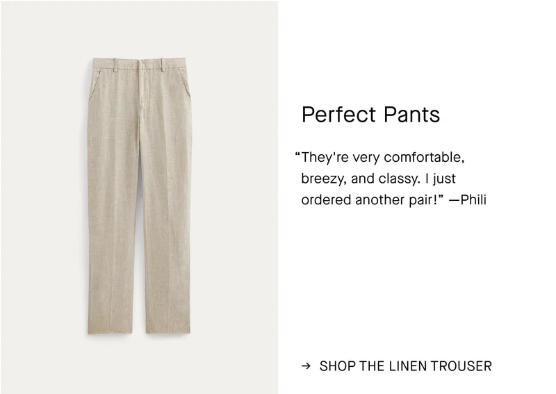Image | The Linen Trouser - Cornstalk Chambray | Perfect Pants | They're very comfortable, breezy, and classy. I just  ordered another pair!” —Phili | Shop the Linen Trouser