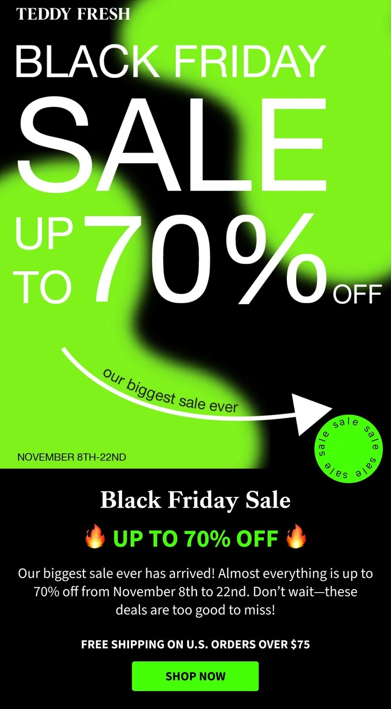 Black Friday sale starts now, up to 70% off!