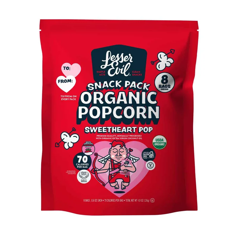 Organic Popcorn, Sweetheart Pop, Snack Pack, 4.8 Oz