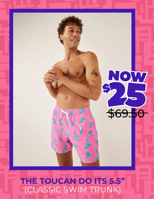 Classic Swim Trunk: The Toucan Do Its 5.5" NOW $25
