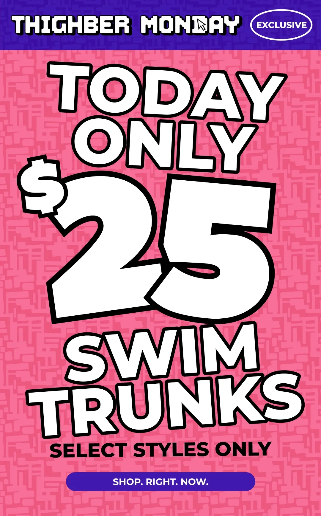 TODAY ONLY: $25 SWIM TRUNKS
