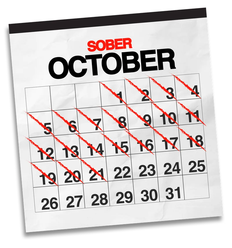 Sober October - Days 1-21 marked off