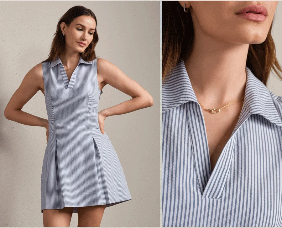 Saltair Dress - Washed Navy Stripe