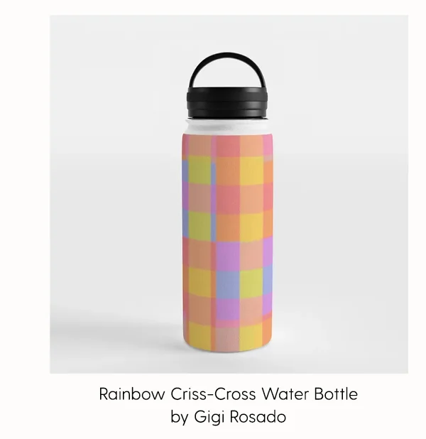 Rainbow Criss-Cross Water Bottle by Gigi Rosado
