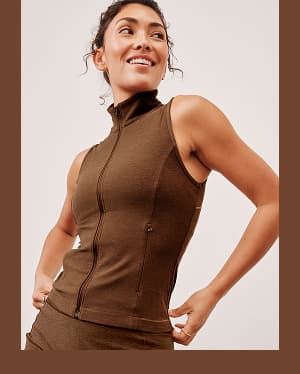 Venice Zip-Front Vest in Bold Mocha Heather