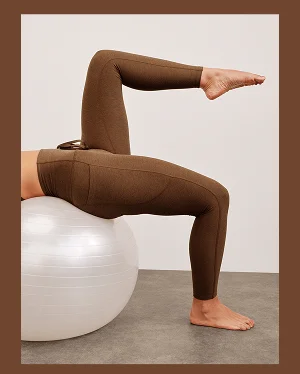 Spacedye Go Pocket Midi Legging in Bold Mocha Heather