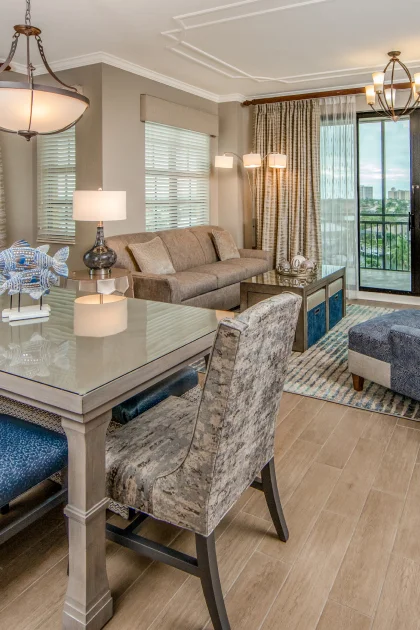 Room interior with sitting room and chairs.