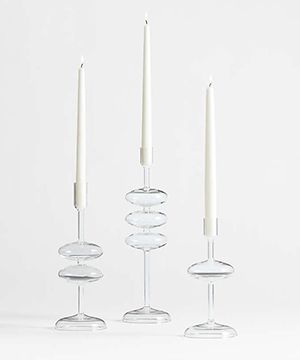 Venezia Clear Glass Taper Candle Holders
