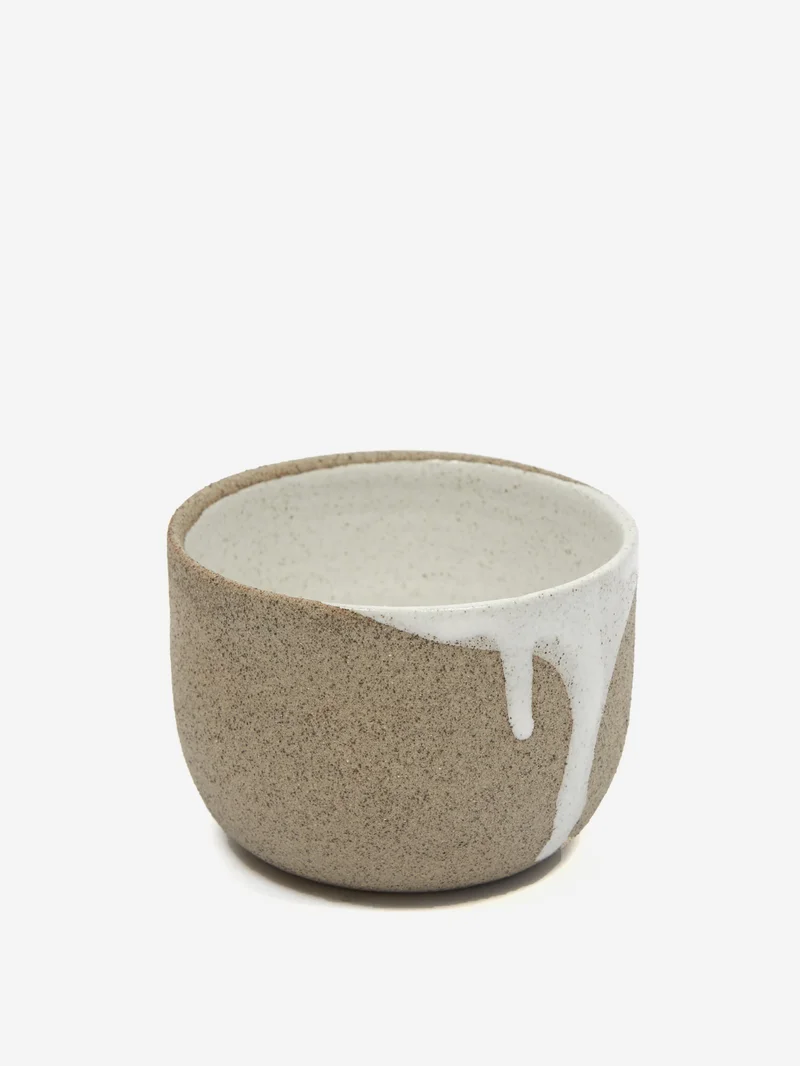 Image of by.noo Handmade Flat White Cup - Grey Drip