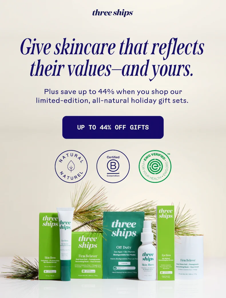 Give skincare that reflects their values-and yours. Up to 44% off gifts.