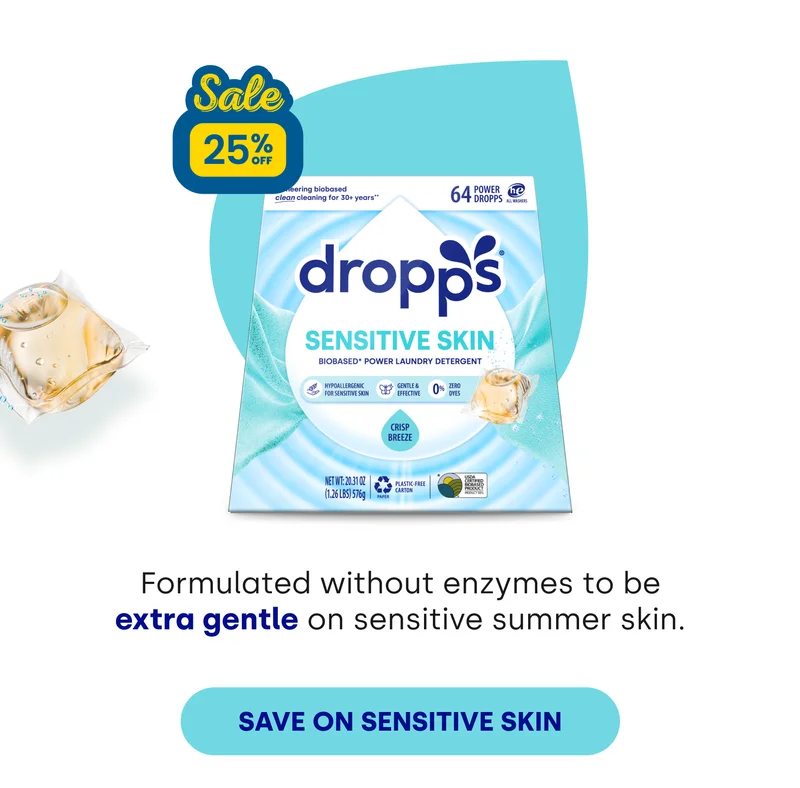 Formulated without enzymes to be extra gentle on sensitive summer skin. SAVE ON SENSITIVE SKIN