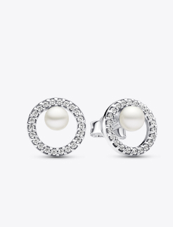 Treated Freshwater Cultured Pearl & Pavé Halo Stud Earrings