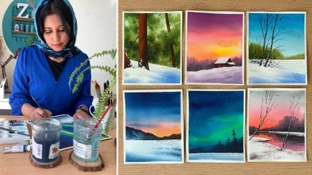 30 Day Watercolor Challenge : Learn to Paint 30 Easy Winter Landscapes