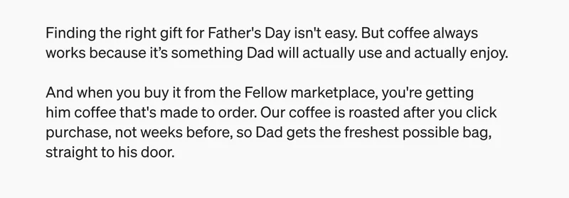 When you buy from Fellow marketplace, you're getting coffee that's made to order.