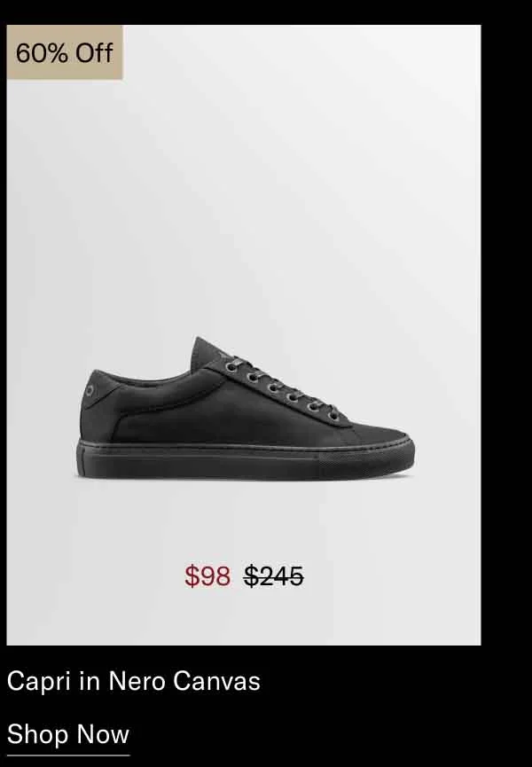 Capri in Nero Canvas 60% off- Shop Now