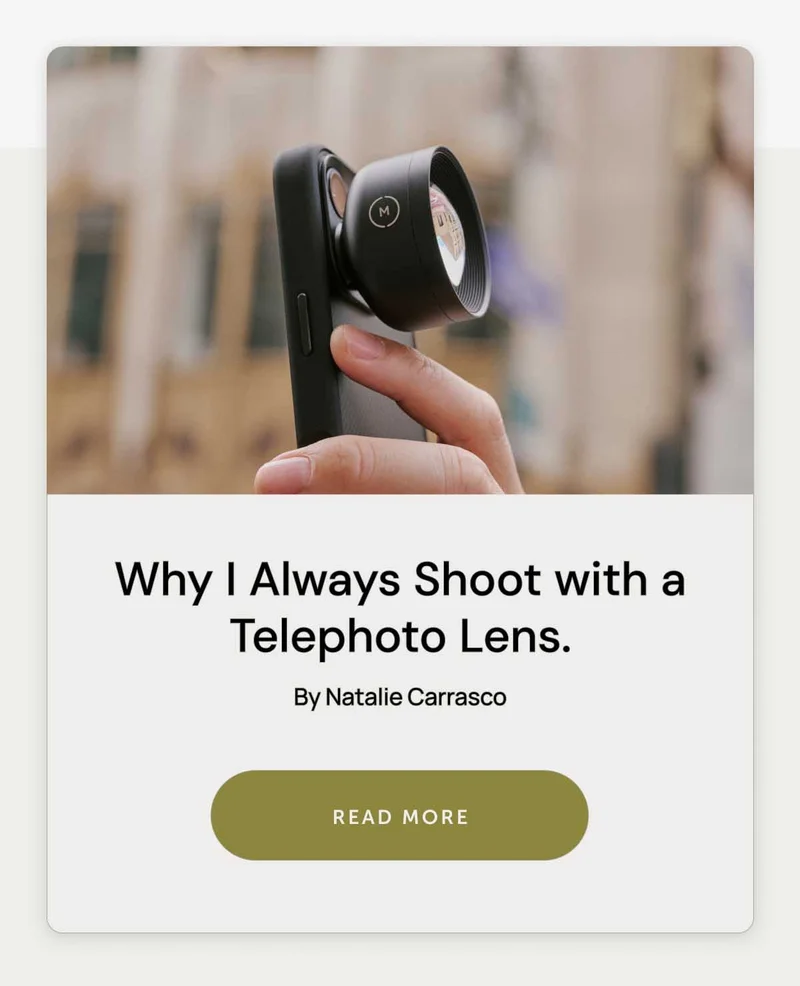 Why I always Shoot With a Telephoto Lens. By Natalie Carrasco. Read More
