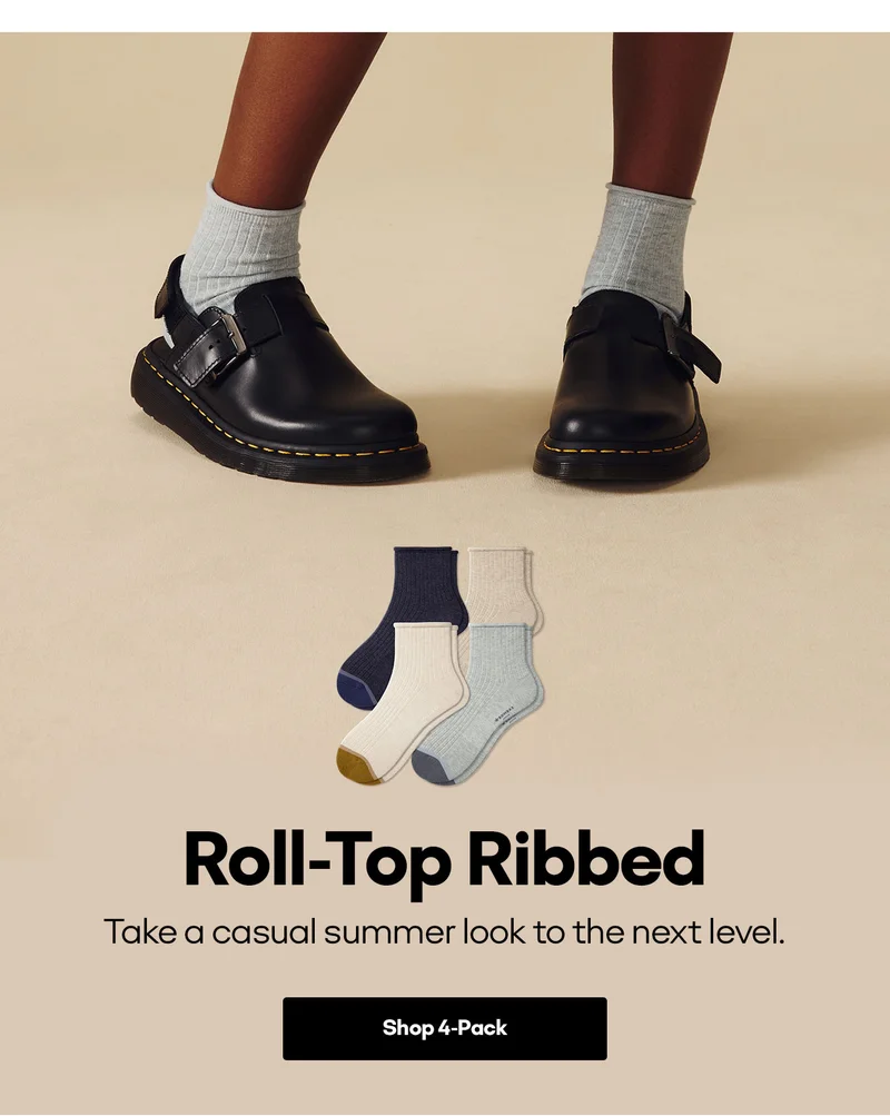 Roll-Top Ribbed | Take a casual summer look to the next level. | Shop 4-Pack