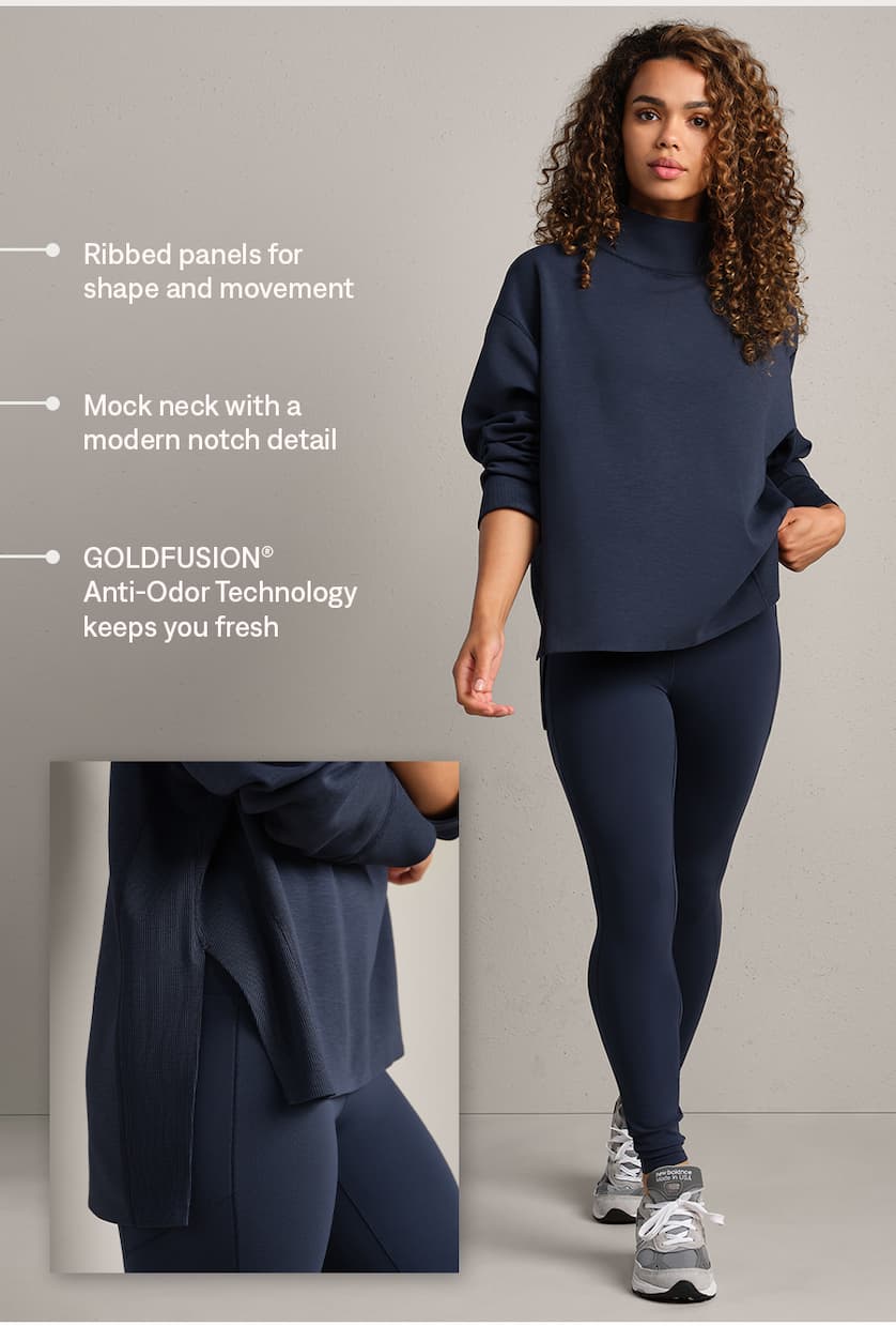 DreamGlow™ Mock Neck Pullover features