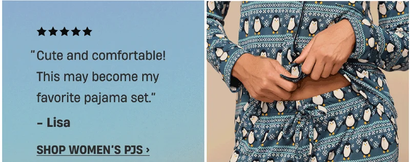 ''Cute and comfortable! This may become my favorite pajama set.'' - Lisa | Shop Women's PJs ''Cute and comfortable! This may become my favorite pajama set.'' - Lisa | Shop Women's PJs