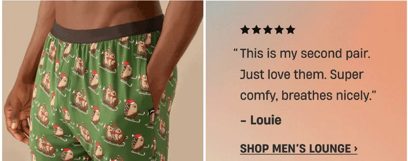 ''This is my second pair. Just love them. Super comfy, breathes nicely.'' - Louie | Shop Men's Lounge ''This is my second pair. Just love them. Super comfy, breathes nicely.'' - Louie | Shop Men's Lounge