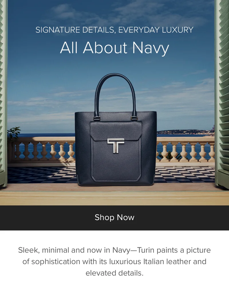 Signature Details, Every Luxury: Sleek, minimal and now in Navy. urin paints a picture of sophistication with its luxurious Italian leather and elevated touchpoints.