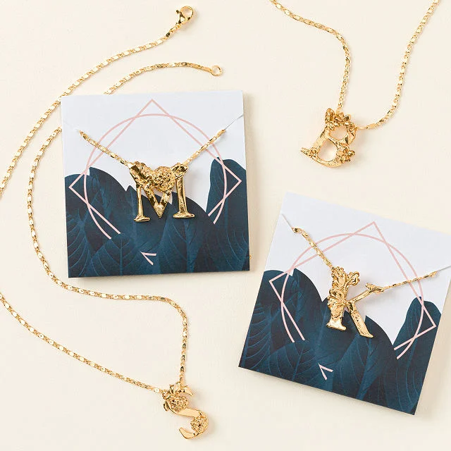 Flowered Vines Initial Necklace