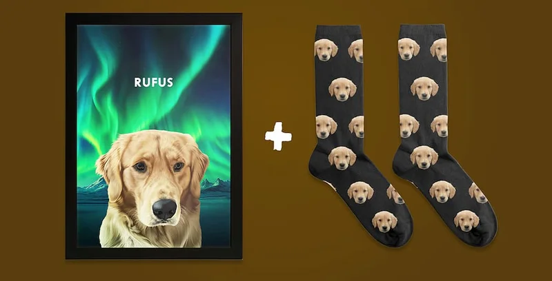 Night Light Pet Portrait + Pet Face Socks Was $80 Now $64!