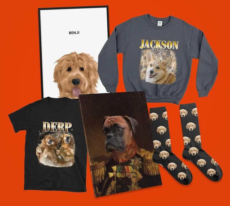 Modern Pet Portrait, Renaissance Pet Portrait, Vintage Pet Face T-shirt + Sweatshirt, Pet Face Socks Was $210 Now $147!