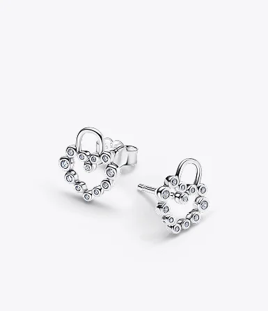 Sparkling Heart Padlock Stud Earrings