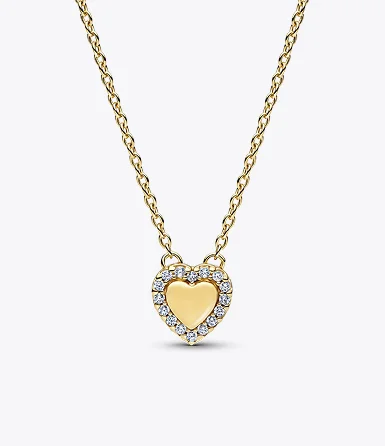 Engravable Heart Halo Collier Necklace