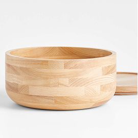 Arla Ash Wood Round Serving Bowl