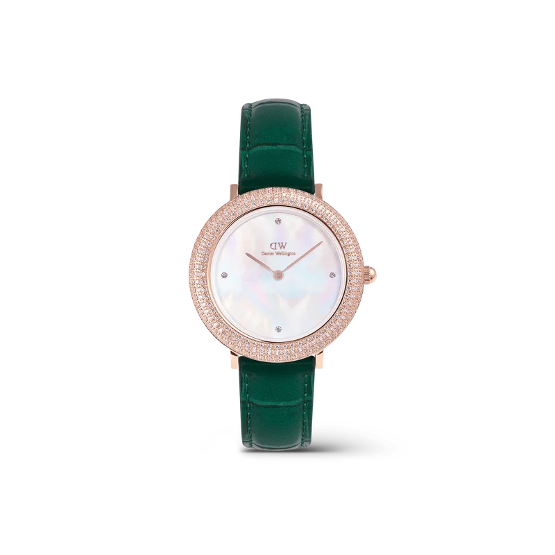 Image of Crystalline Bezel Green Croc Rose Gold